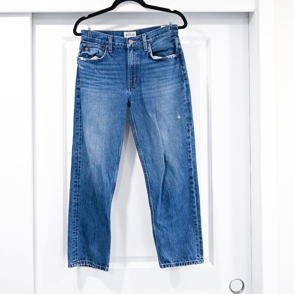ETICA Size 26 Thea Mid Rise Straight Jean medium Wash Straight Leg Jean